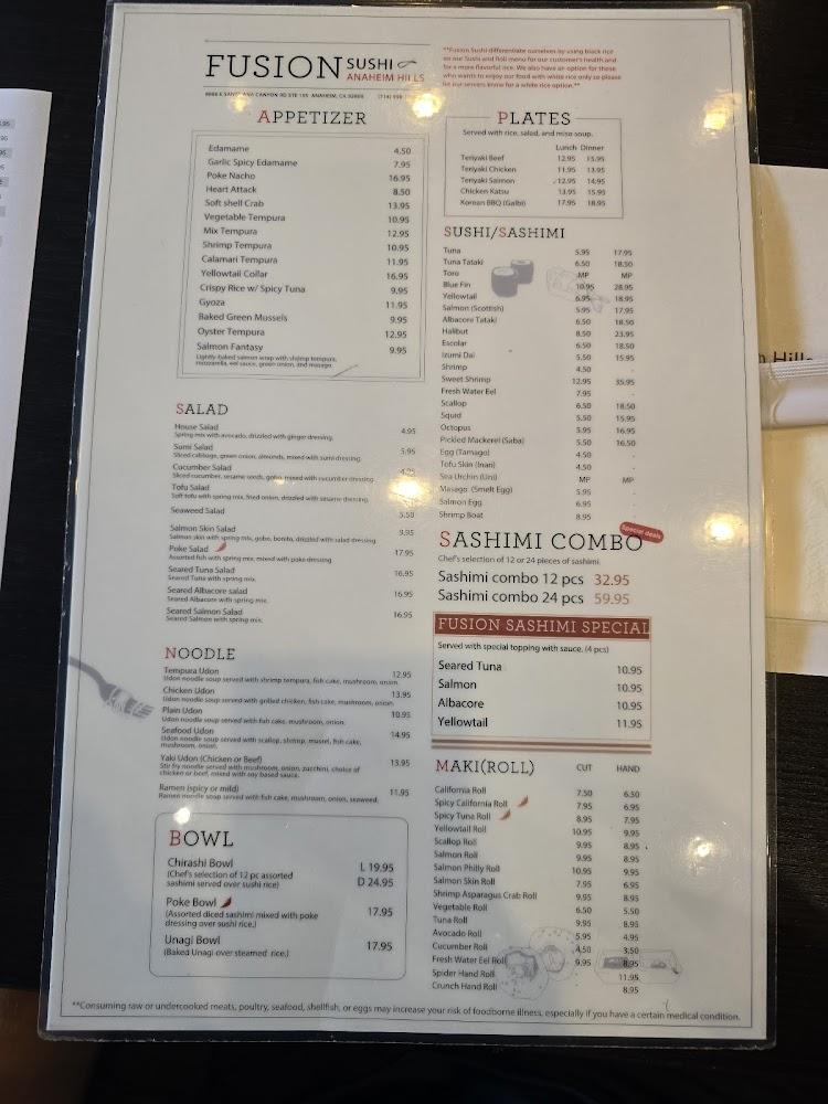 Fusion Sushi Menu image 1